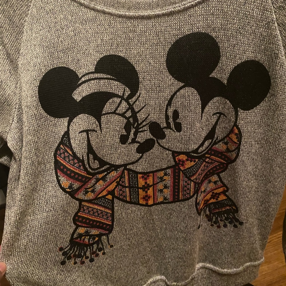 Disney Parks Medium Mickey & Minnie Scarf Bundled Sweater